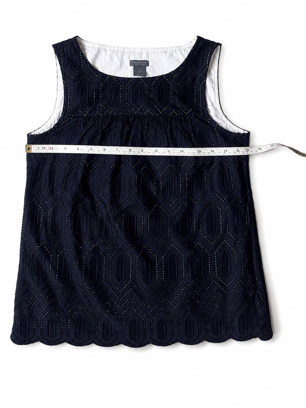 Ann Taylor Navy Crochet Lace Sleeveless Tank - Picture 4 of 6